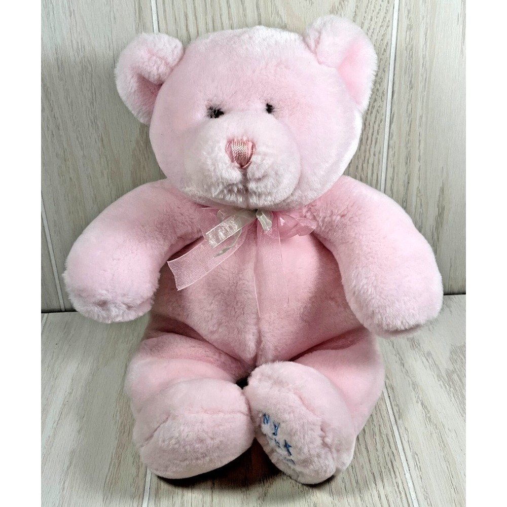 Animal Alley Pink My First Bear Foot Heart vintage Toys R Us baby plush teddy